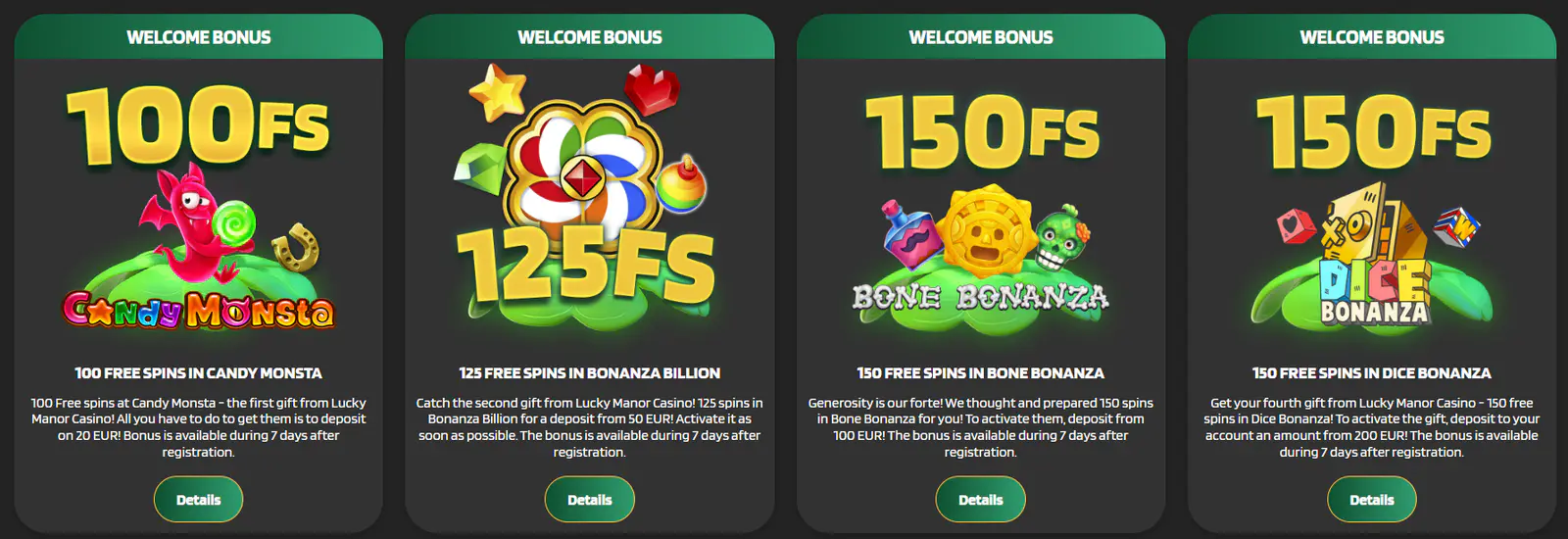 LuckyManor welcome rewards for new casino and sports players